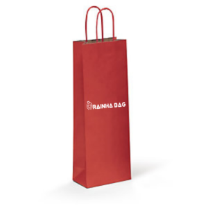 Saco de Papel Kraft Vermelho Para Garrafa