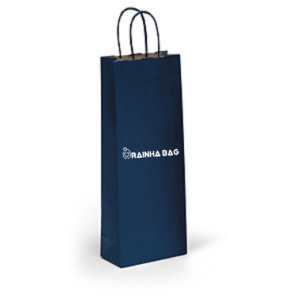 Saco de Papel Kraft Azul Para Garrafa